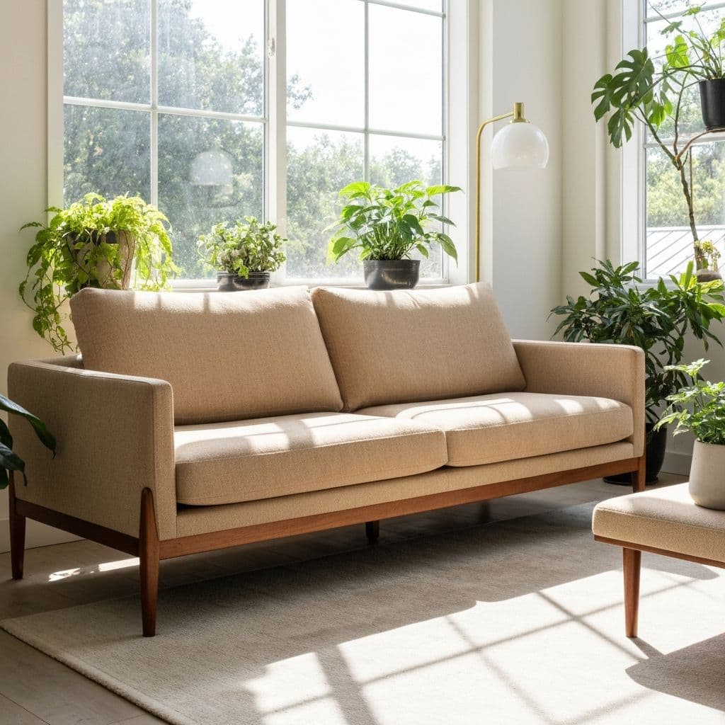 Custom sofa cushions in a modern living room