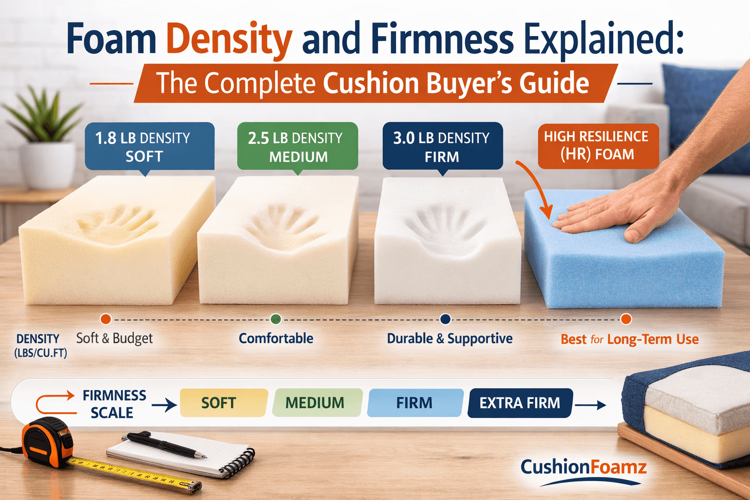 Foam Density and Firmness Explained: The Complete Cushion Buyer's Guide