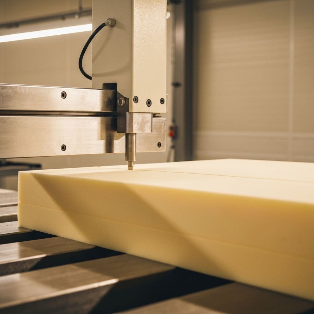 Precision foam cutting in our workshop